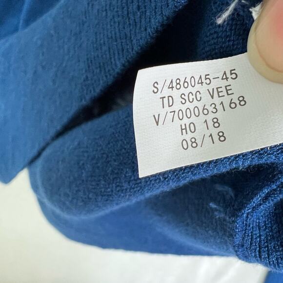 Banana Republic Sweater Mens M Blue Luxury Blend Silk Cotton Cashmere V-neck - Picture 12 of 12